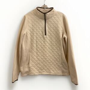 Eddie Bauer Women’s Size XL Quarter Zip Pullover Winter White Quilted